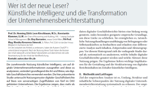 Wer ist der neue Leser? K&uuml;nstliche Intelligenz und die Transformation der Unternehmensberichterstattung