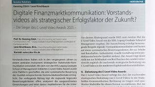 Digitale Finanzmarktkommunikation: Vorstandsvideos als strategischer Erfolgsfaktor der Zukunft? &ndash; Die Sieger des C-Level Video Awards 2025 &ndash;