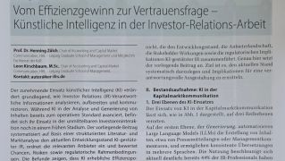 Vom Effizienzgewinn zur Vertrauensfrage &ndash; K&uuml;nstliche Intelligenz in der Investor-Relations-Arbeit